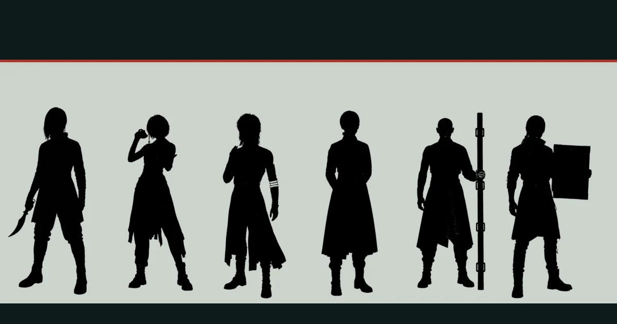 Six locked ChiFlowTV character silhouettes